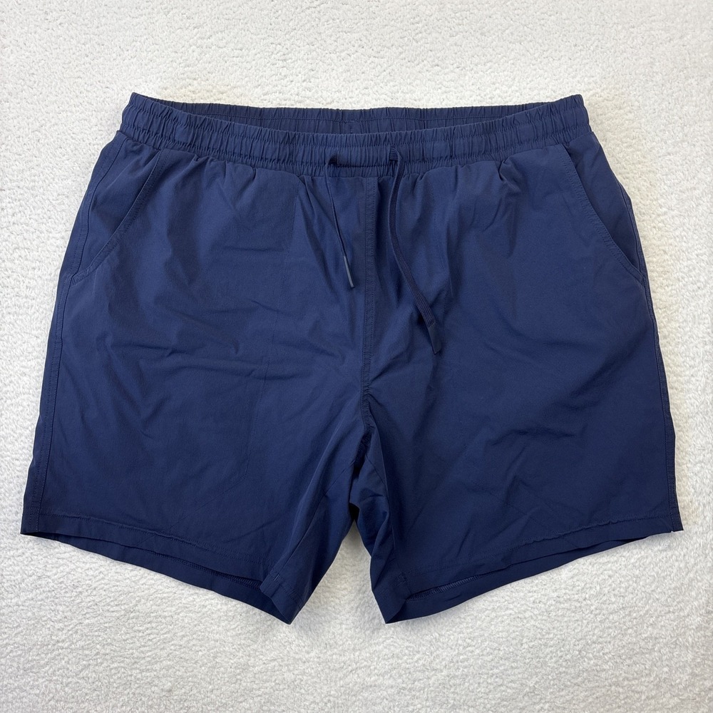 BEARBOTTOM Mens Lined Athletic Shorts XL 7" Blue Elastic Waist Drawstring Gym